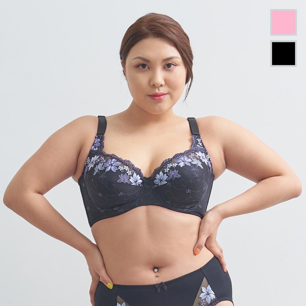 NBMART - [리얼빅브라] BBR5980 레이스 여자 빅사이즈 와이어 부직포패드 홑겹 E~G컵 풀컵 브라